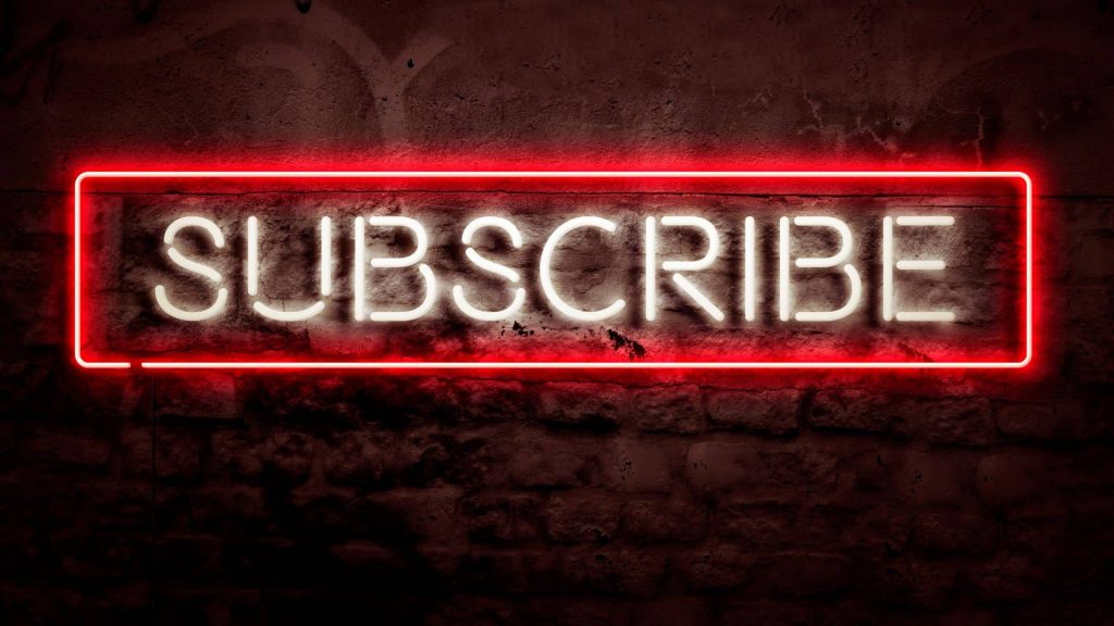 A neon sign with the word 'subscribe' as the featured image for an article about how to get YouTube subscribers