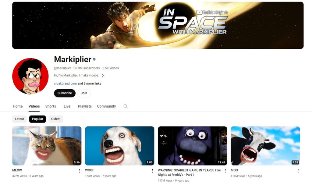 a blog image of the video page of the YouTube channel Marliplier