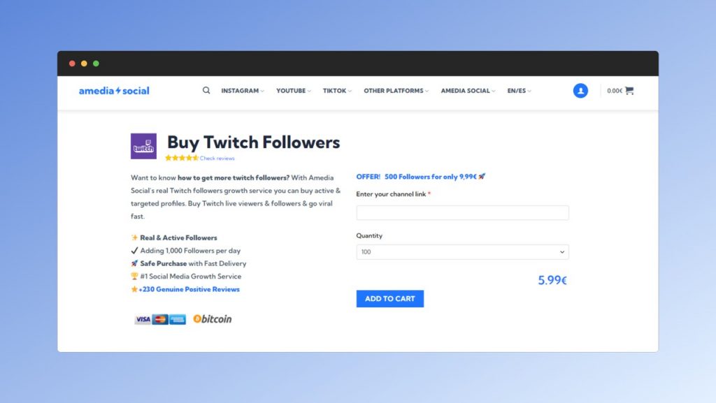 buy twitch follower page instantly on amedia social safe and  real