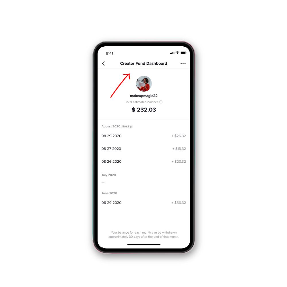 mobile screenshot of the TikTok app for How to See the Money You've Earned on TikTok