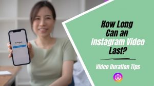 Cover-image-of-the-blog-How-Long-Can-an-Instagram-Video-Last-featuring-a-smiling-woman-pointing-a-phone-at-the-camera