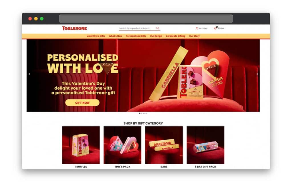 toblerone’s valentines day gift page